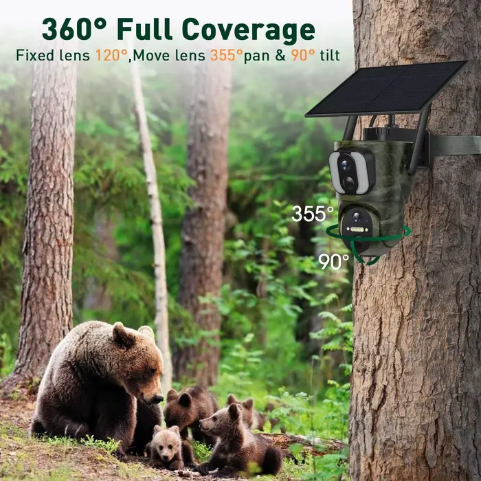 LS VISION 8MP double écran caméra de sécurité solaire extérieure 4K 4G/WiFi PTZ