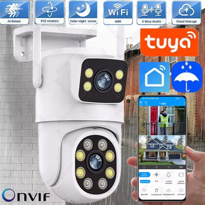 Caméra WIFI Tuya 5K 10MP à double objectif
