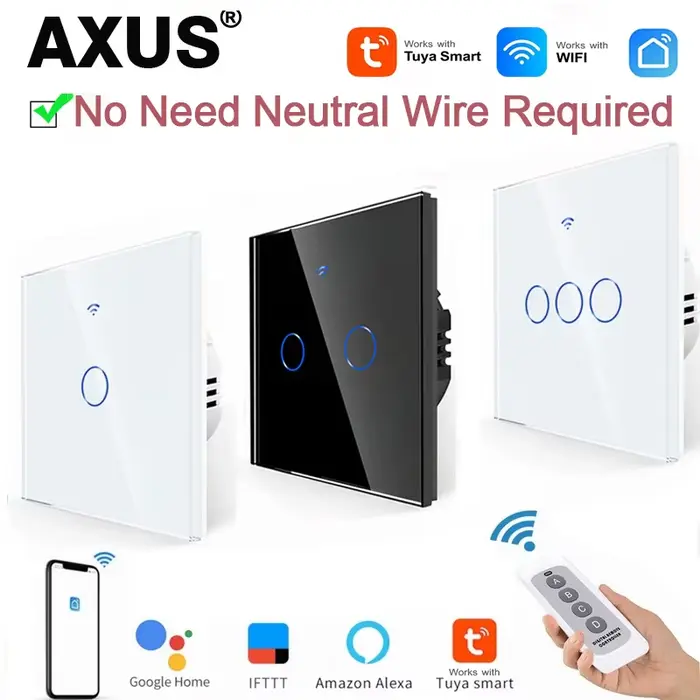 Interrupteurs intelligents WiFi EU sans fil neutre