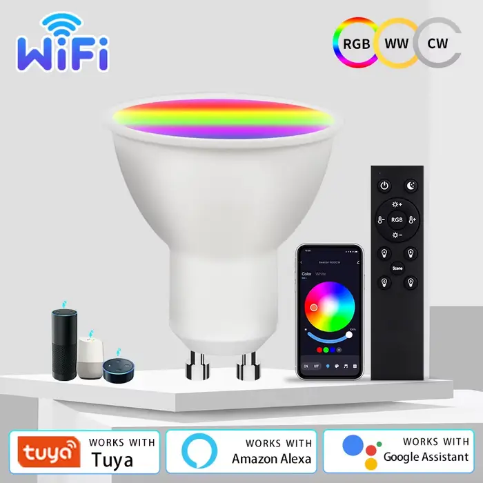Ampoule Led GU10 Wifi Tuya Smart Life Ampoule de Projecteur 925 Lumens Connectée à Alexa Google Smart Home Salon Occasions Spéciales