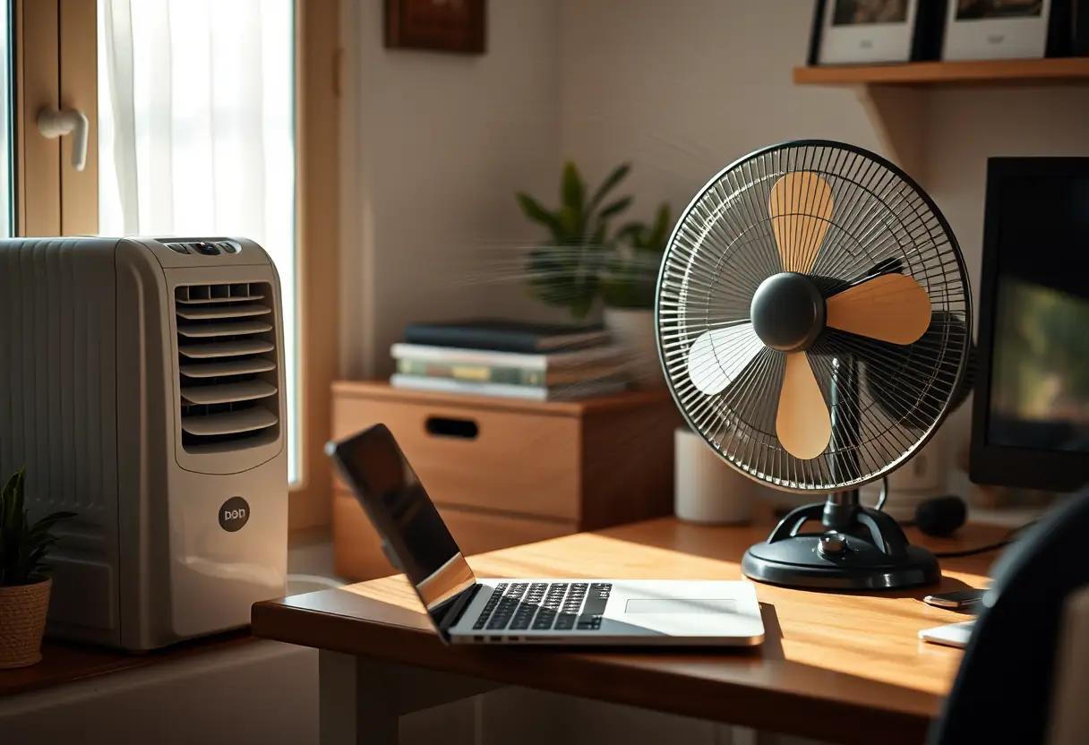 Un climatiseur portable dans un bureau accueillant