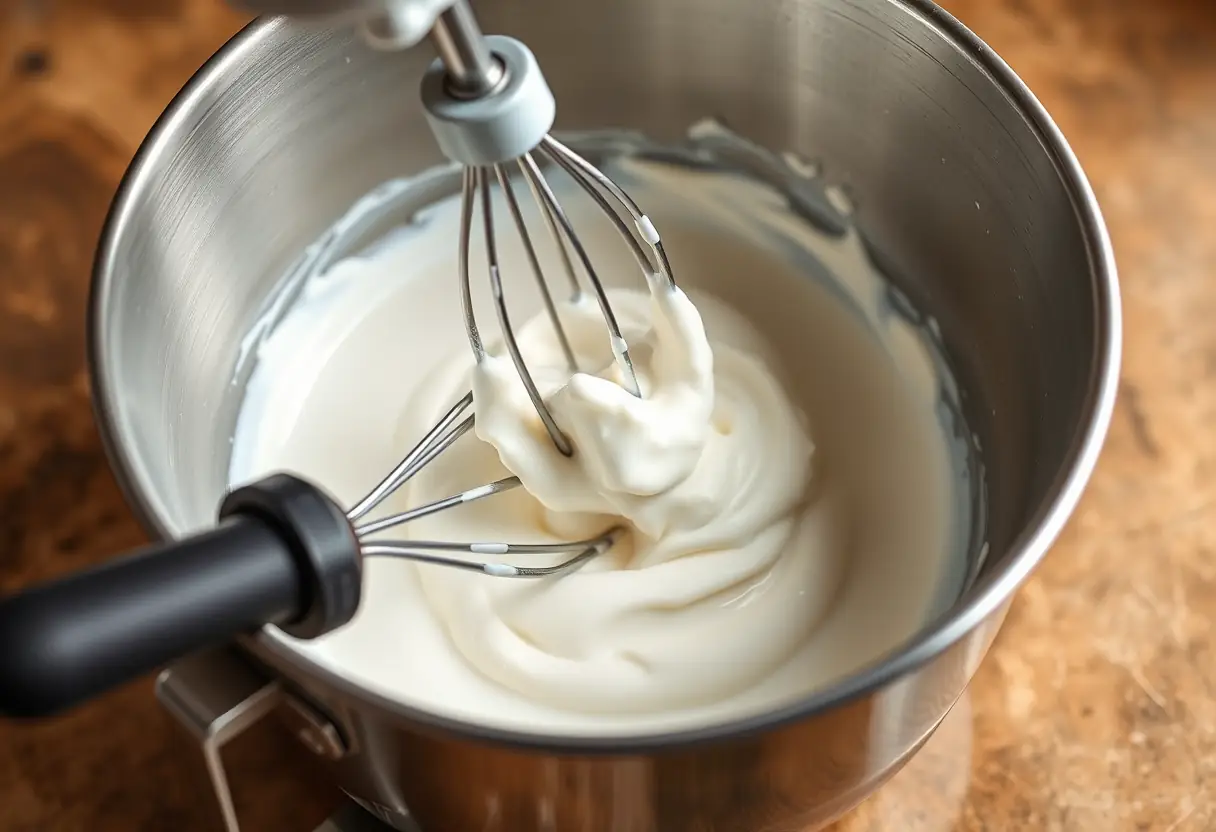 Crème chantilly riche avec de la glace vanille fondue