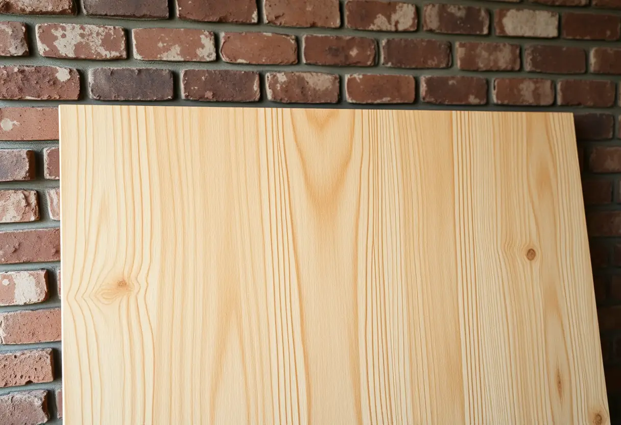 Planche de bois traitée contre les flammes sur un chantier