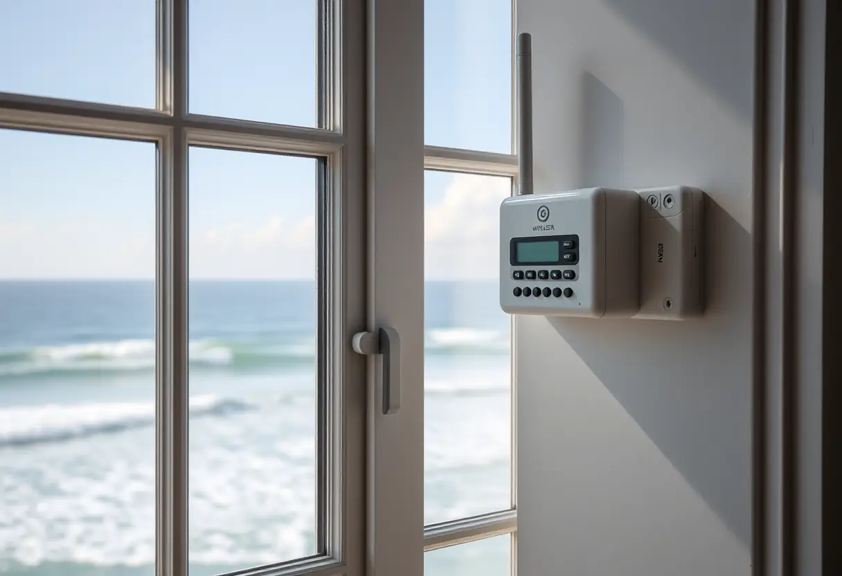 Système d'alarme sans fil installé près de la mer