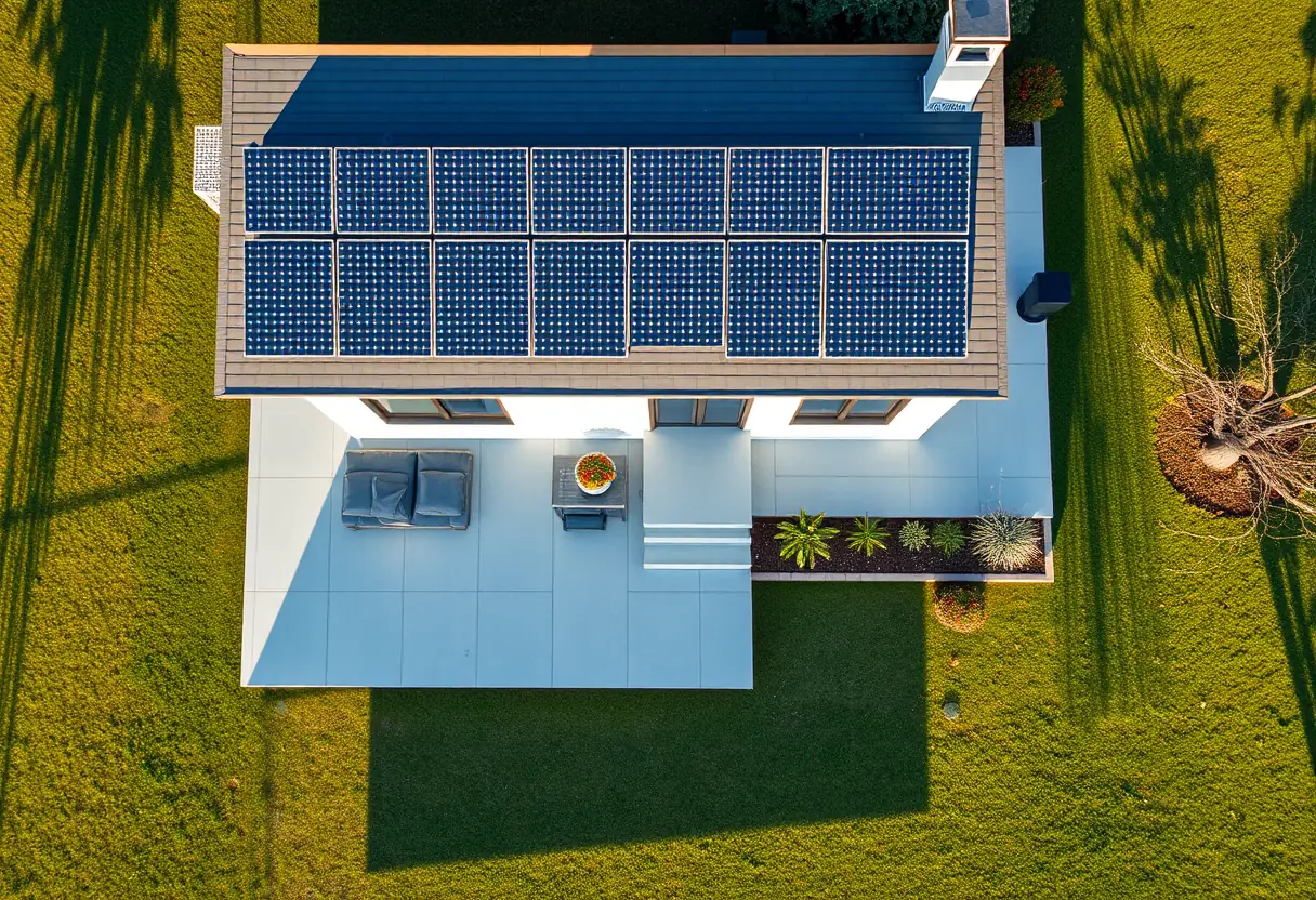 Maison moderne avec panneaux solaires