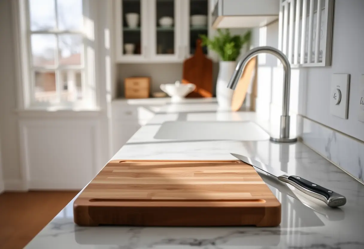 Planche à découper et couteau dans la cuisine