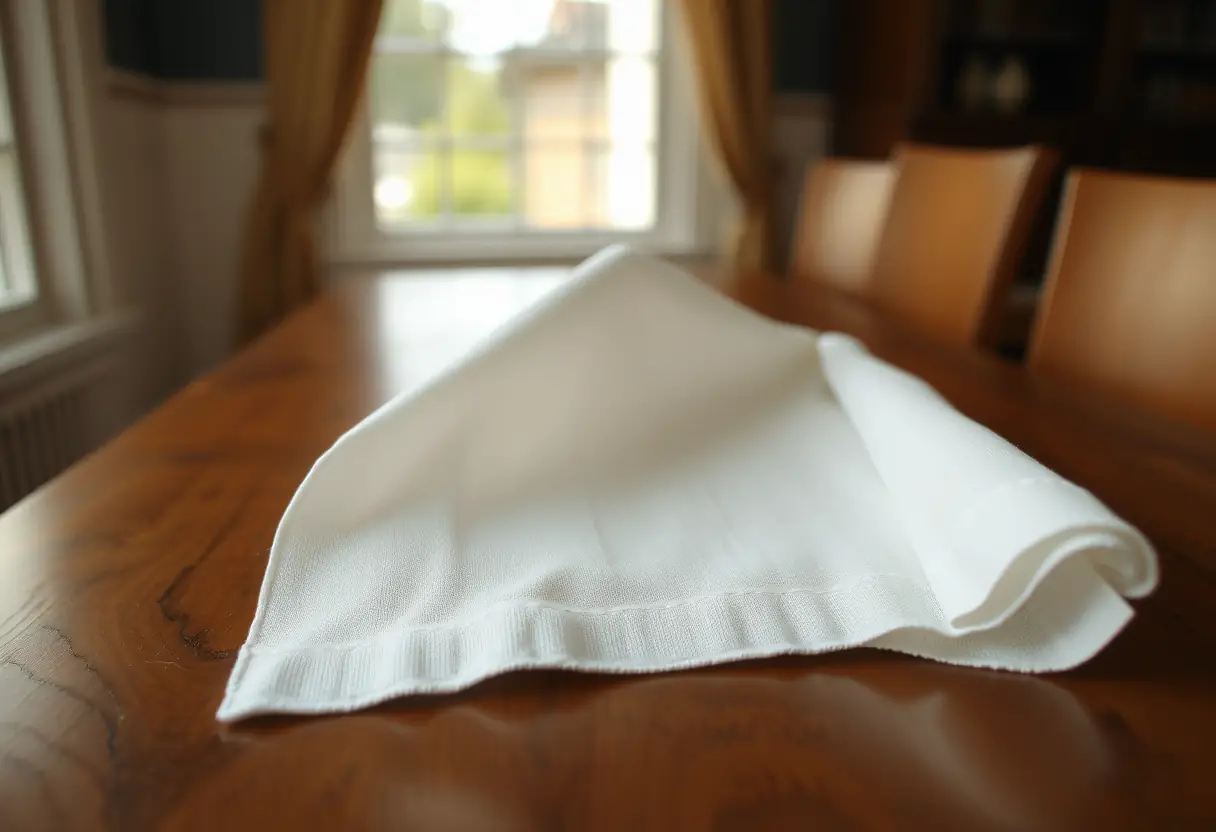 Nappe en coton blanc sur une table de salle à manger