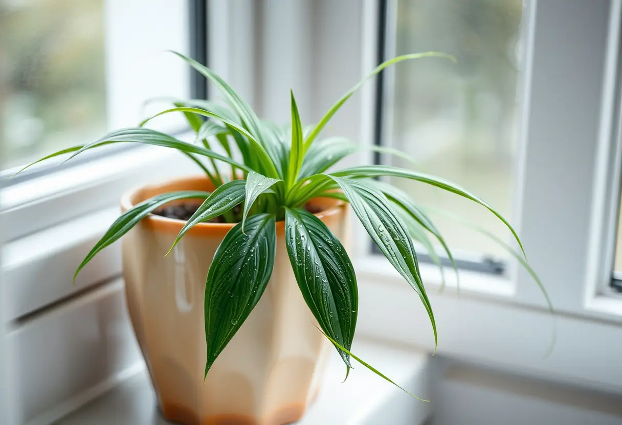 Plante dans la salle de bains pour montrer l'importance de l'humidité