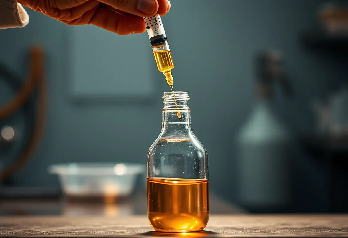 Maindre du sirop de sucre dans la bouteille du piège à guêpes